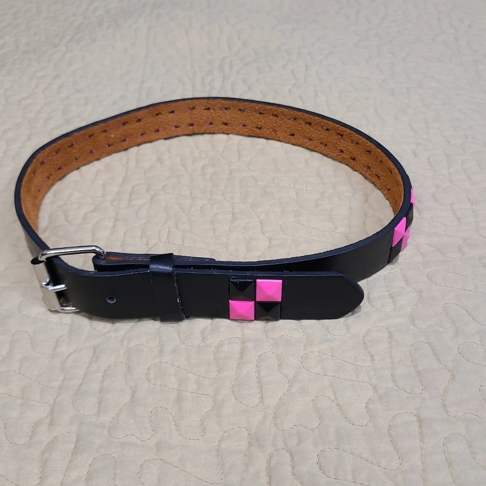 Studded bonded leather belt